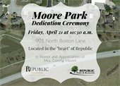 Moore Park Dedication
