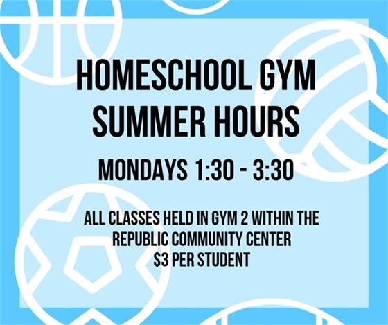 Homeschool Gym Summer Hours