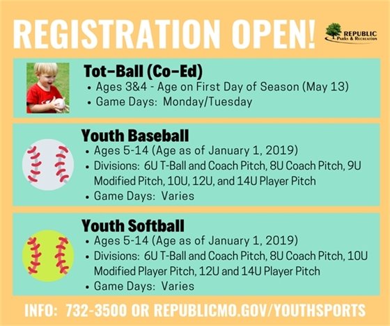 Baseball & Softball Registration Ends Friday, April 5